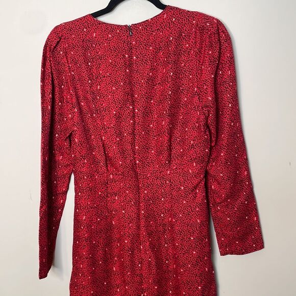 Zara Red and Black Printed Mini Dress Size Medium - Picture 7 of 8